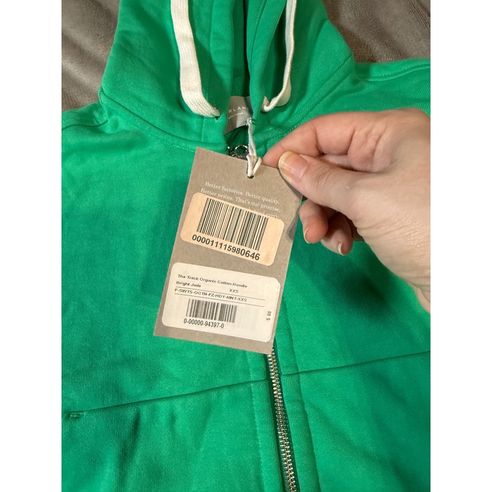 NWT Everlane Track 100% Organic Cotton Full Zip Hoodie Crop‎ Jade Green Size XXS - Picture 5 of 8